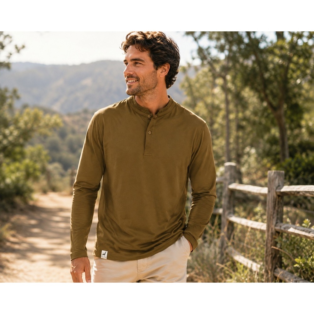 NWT Mantra Men's Catalyst Polo Bark Golf Performance Long Sleeve Shirt L